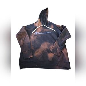 Champion Sweater Men Extra Large Adult Black Orange Hoodie Pullover Cotton XL